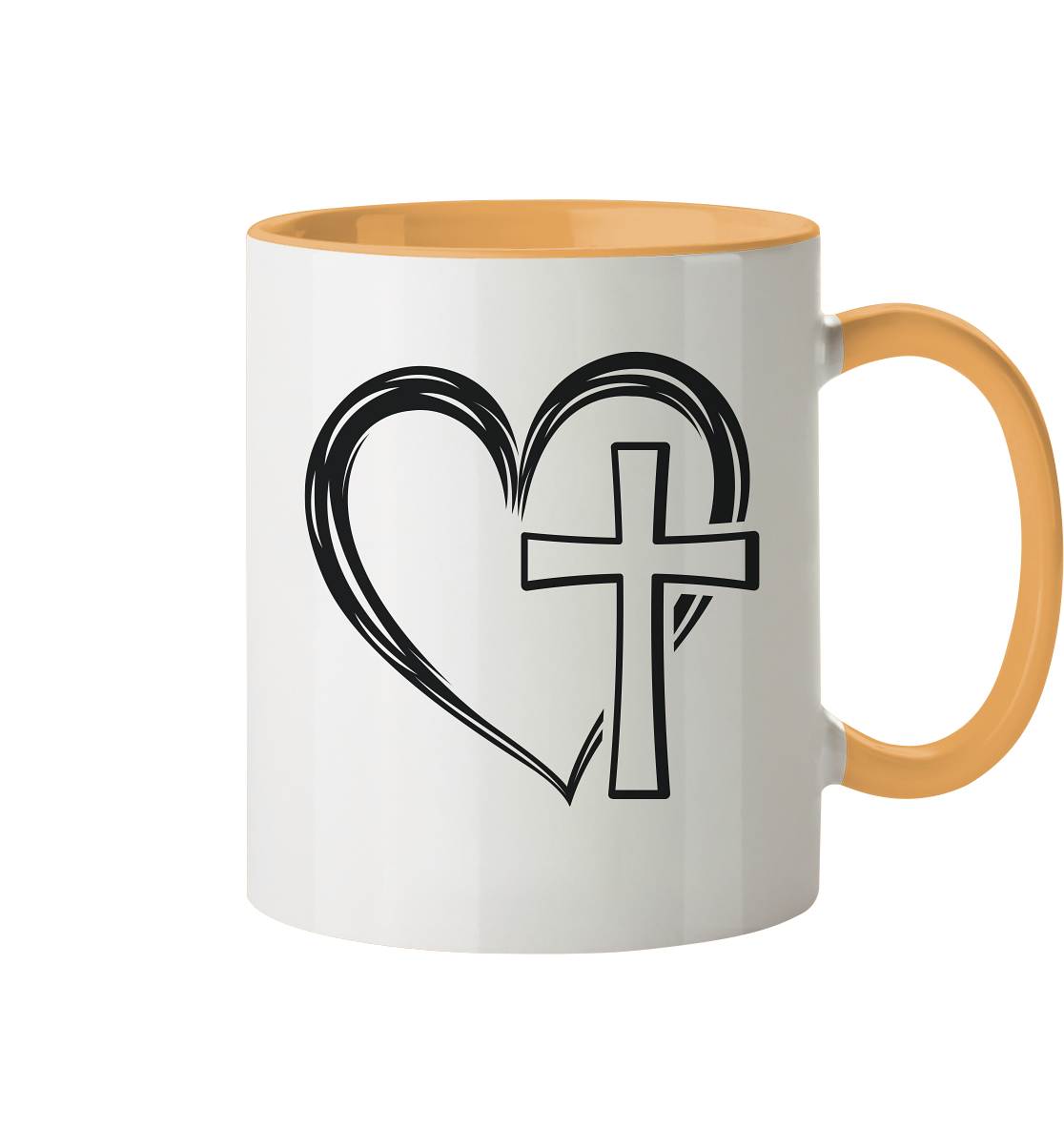 Herz & Kreuz Design - Tasse zweifarbig