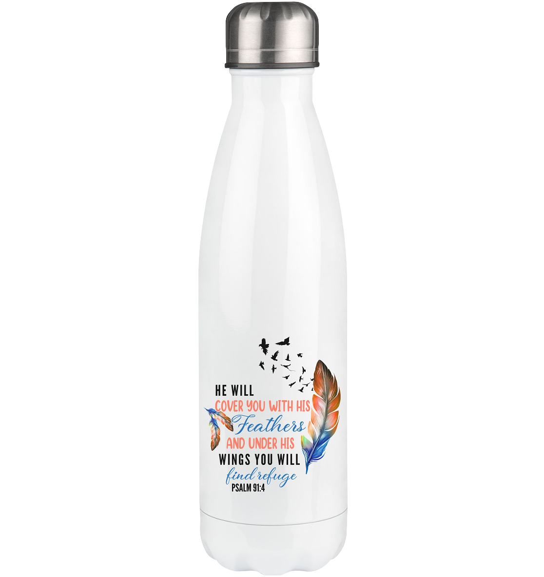 Psalm 91:4 - He will cover you with his Feathers - Thermoflasche 500ml
